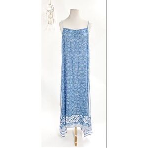 Flora Batik Woven Rayon Maxi Dress/Cover Up Blue/White NWOT Bali Queen